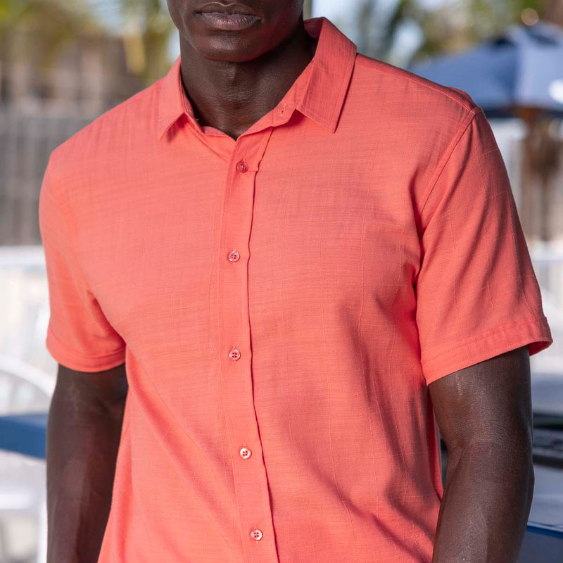 RSVLTS Georgia Peach Bamboo Short Sleeve Shirt in Orange — front view