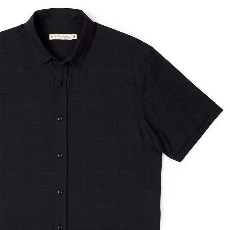 RSVLTS Obsidian Black Bamboo Short Sleeve Shirt in Black — detail 4