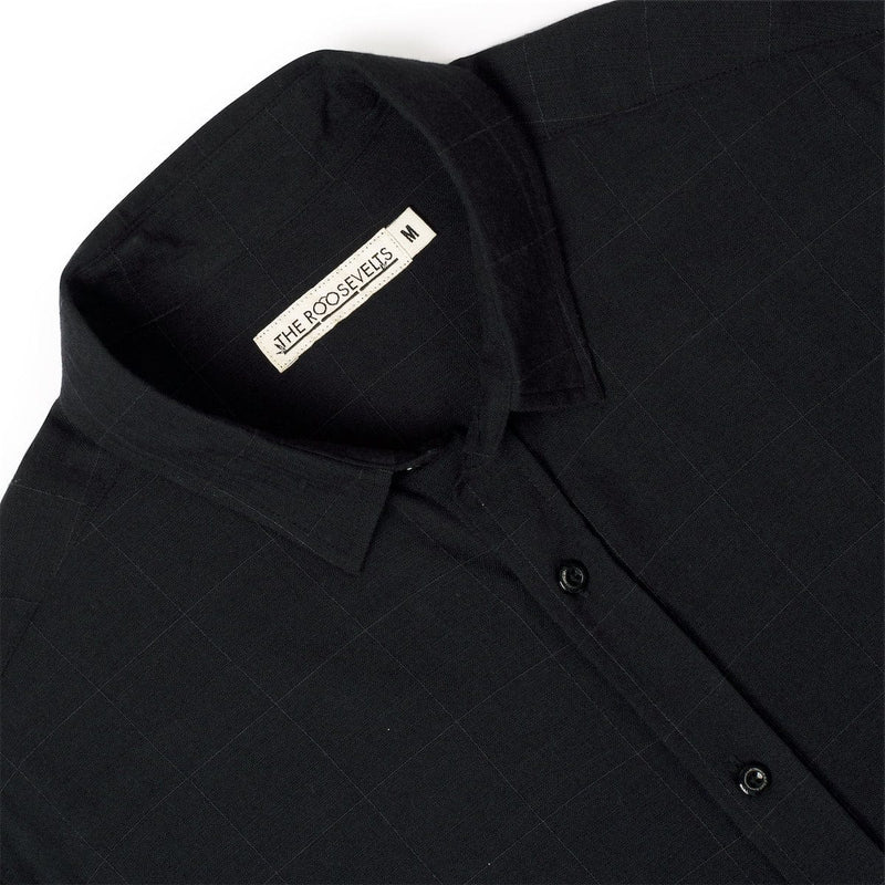 RSVLTS Obsidian Black Bamboo Short Sleeve Shirt in Black — detail 6