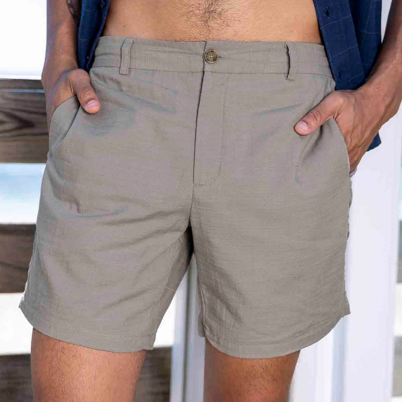 RSVLTS Volcanic Ash Bamboo Resort Shorts in Gray — front view