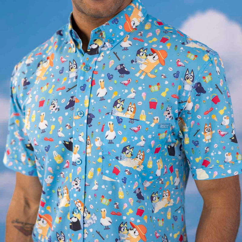 RSVLTS Beach Day KUNUFLEX Short Sleeve Shirt in Blue — detail 2