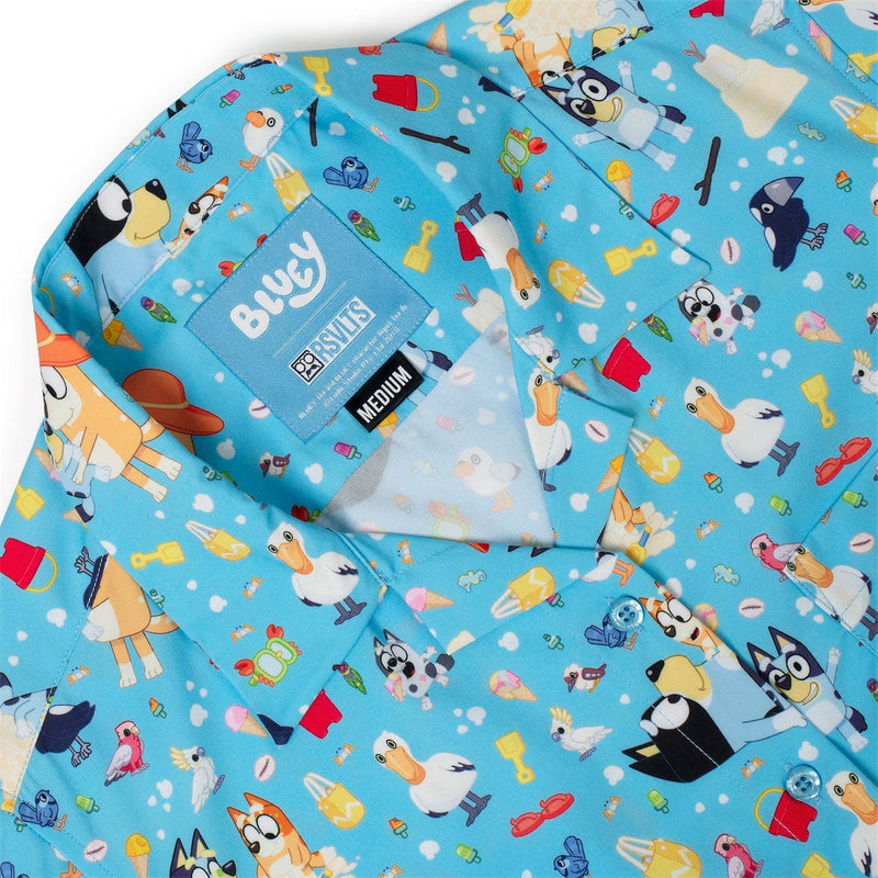 RSVLTS Beach Day Women's KUNUFLEX Short Sleeve Shirt in Blue — detail 4