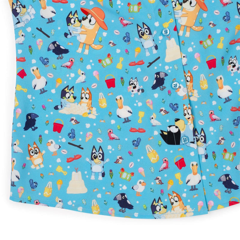 RSVLTS Beach Day Women's KUNUFLEX Short Sleeve Shirt in Blue — detail 5