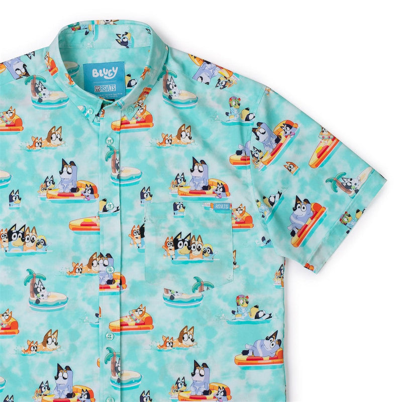 RSVLTS Everybody in the Pool KUNUFLEX Short Sleeve Shirt in Green — front view
