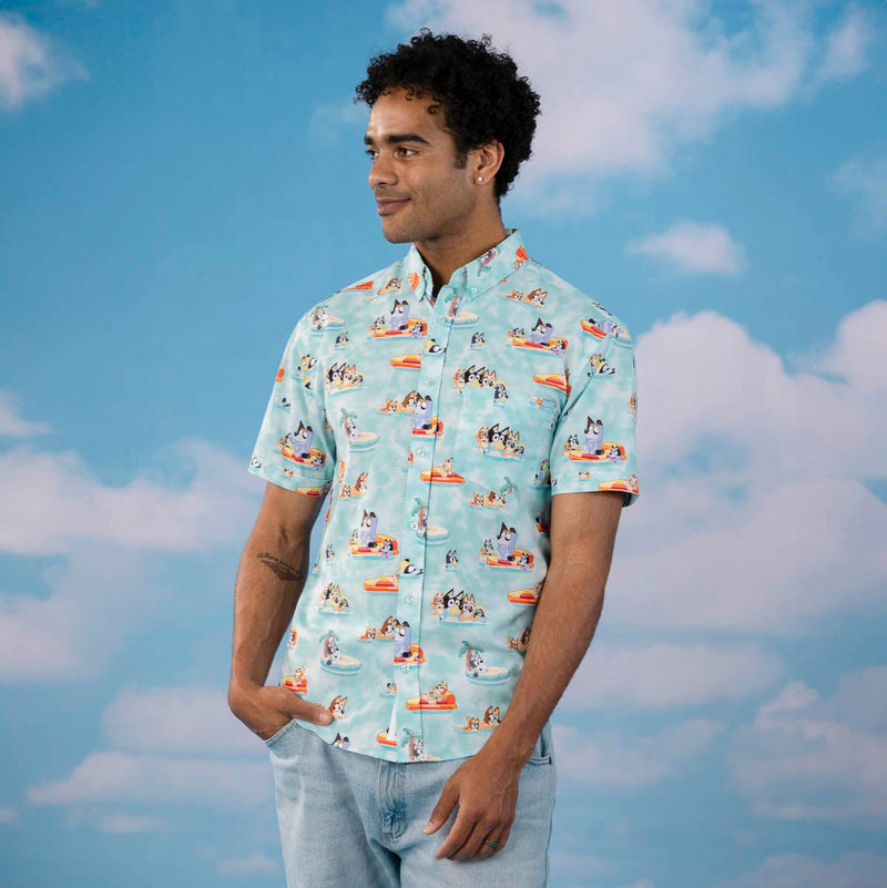 RSVLTS Everybody in the Pool KUNUFLEX Short Sleeve Shirt in Green — detail 2