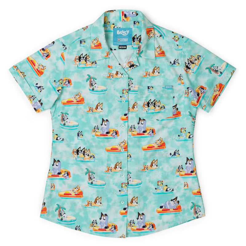 RSVLTS Everybody in the Pool Women's KUNUFLEX Short Sleeve Shirt in Green — detail 3