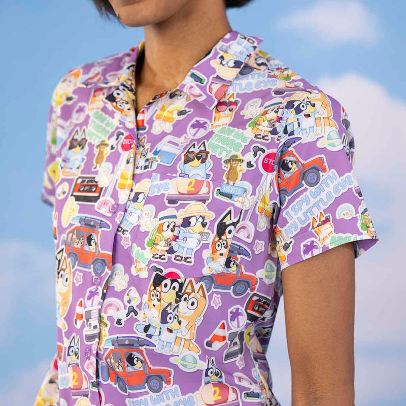 RSVLTS Let's Motor Women's KUNUFLEX Short Sleeve Shirt in Purple — detail 2