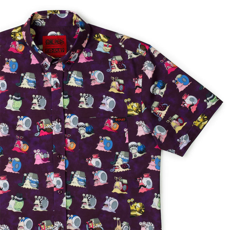 RSVLTS Puru-Puru-Puru KUNUFLEX Short Sleeve Shirt in Purple — front view