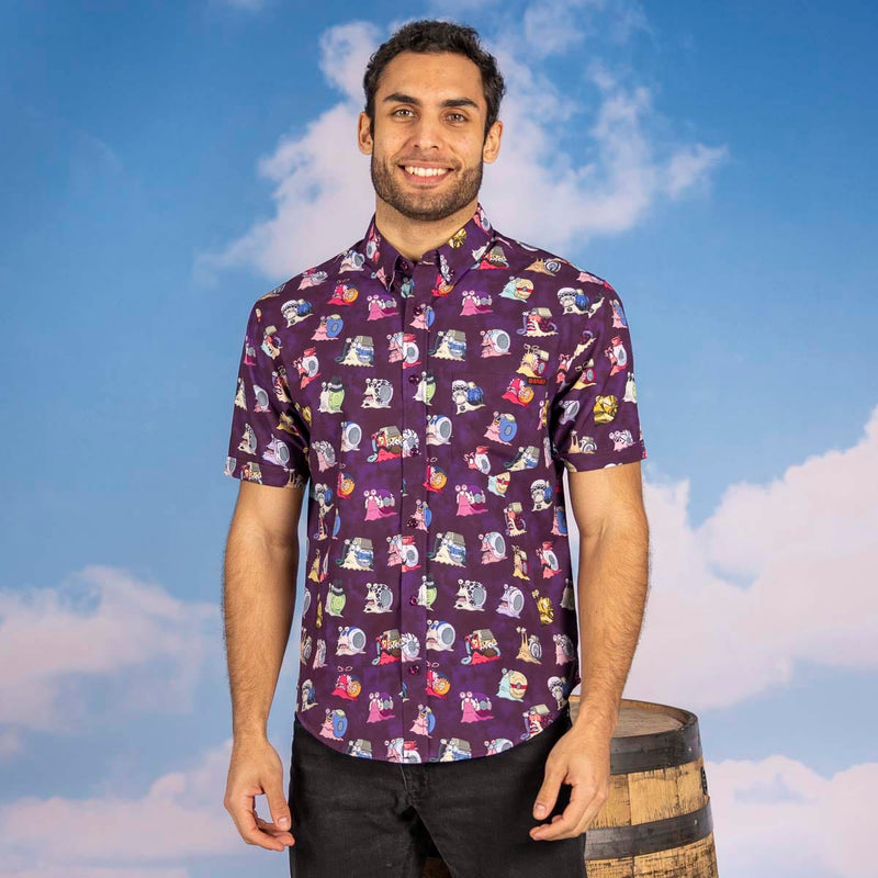 RSVLTS Puru-Puru-Puru KUNUFLEX Short Sleeve Shirt in Purple — detail 2