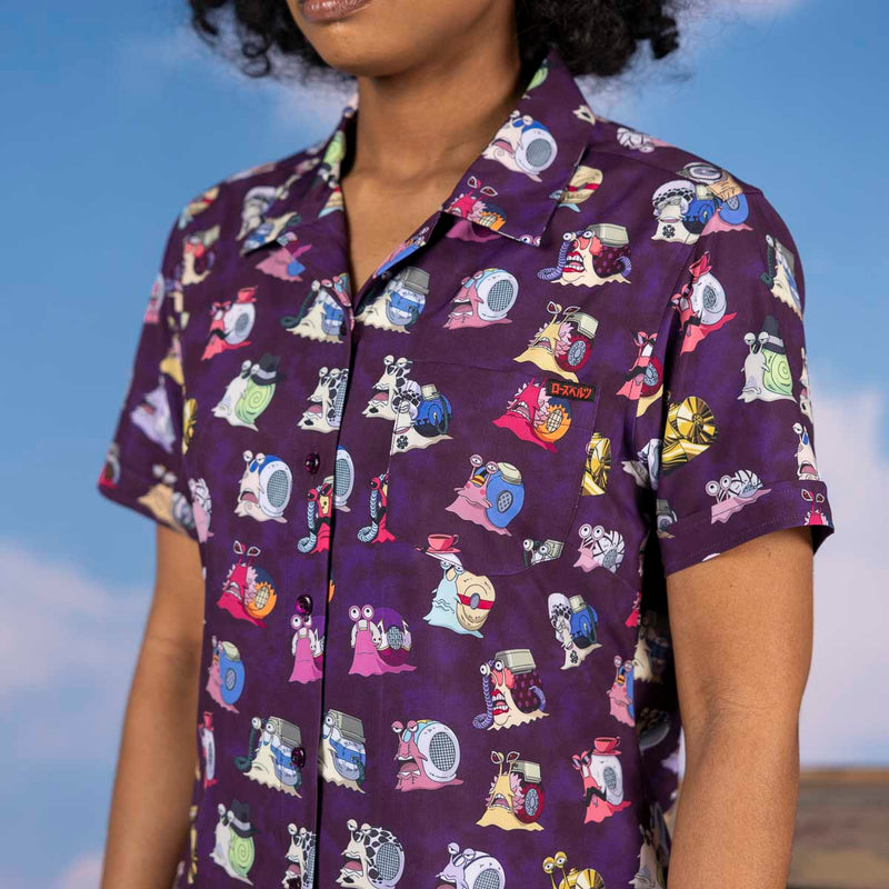 RSVLTS Puru-Puru-Puru Women's KUNUFLEX Short Sleeve Shirt in Purple — detail 3
