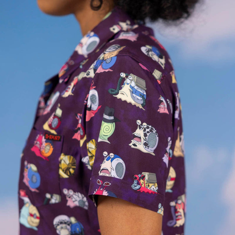 RSVLTS Puru-Puru-Puru Women's KUNUFLEX Short Sleeve Shirt in Purple — detail 5