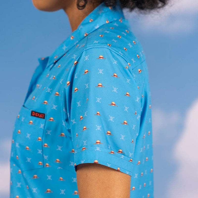 RSVLTS Lil Straw Hats Women's KUNUFLEX Short Sleeve Shirt in Blue — detail 5