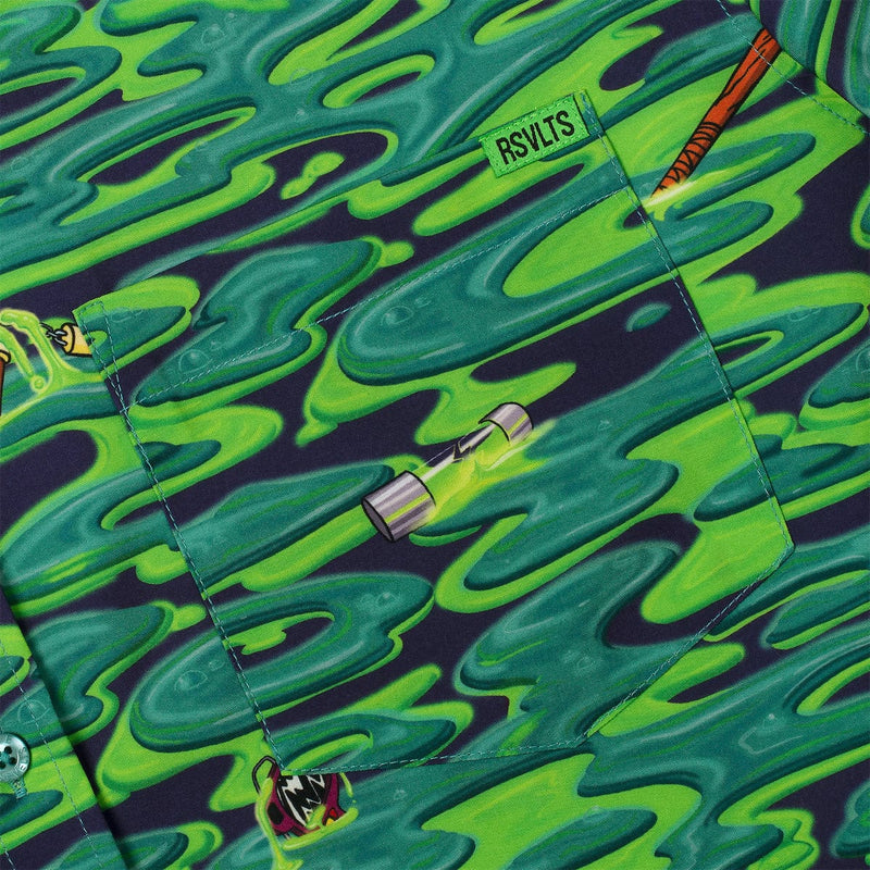 RSVLTS Oozevelts KUNUFLEX Short Sleeve Shirt in Green — detail 2