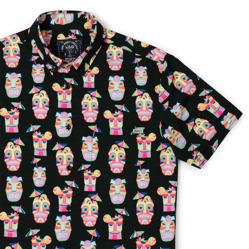 RSVLTS Tipsy Tiki KUNUFLEX Short Sleeve Shirt in Black — detail 3