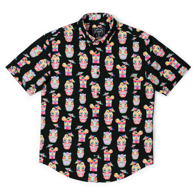 RSVLTS Tipsy Tiki KUNUFLEX Short Sleeve Shirt in Black — detail 5