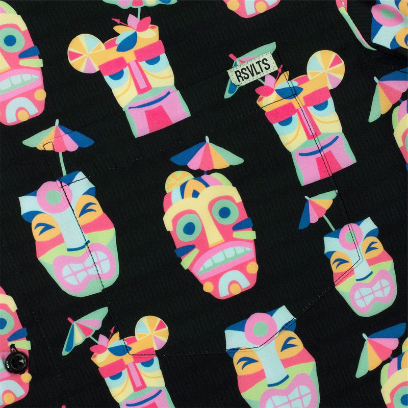 RSVLTS Tipsy Tiki KUNUFLEX Short Sleeve Shirt in Black — detail 6