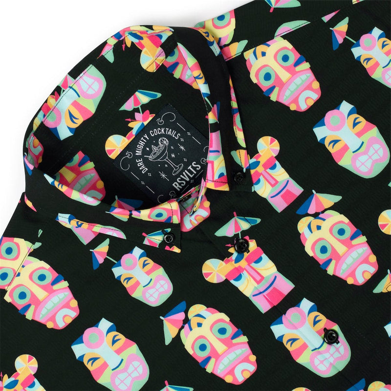 RSVLTS Tipsy Tiki KUNUFLEX Short Sleeve Shirt in Black — detail 7