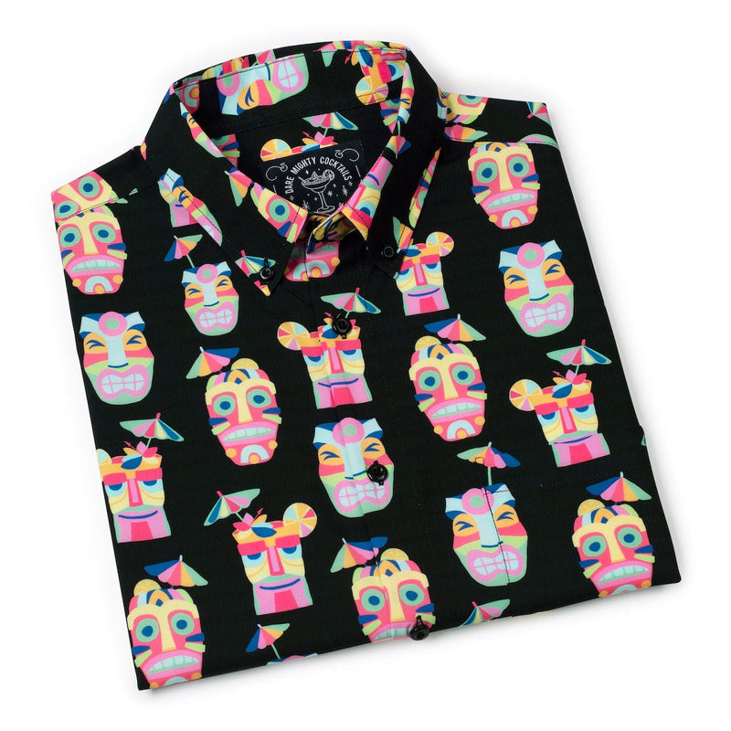 RSVLTS Tipsy Tiki KUNUFLEX Short Sleeve Shirt in Black — detail 9
