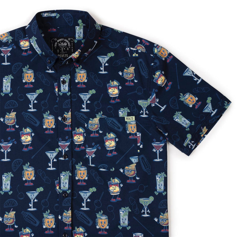 RSVLTS Let's All Go to the Lobby Bar KUNUFLEX Short Sleeve Shirt in Blue — detail 3