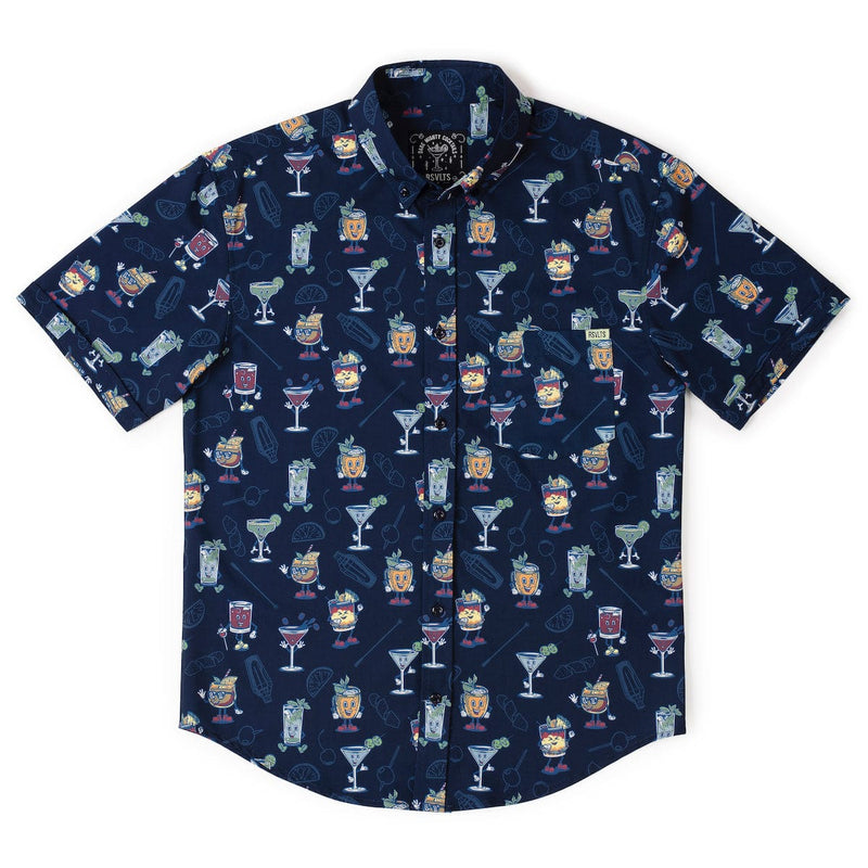 RSVLTS Let's All Go to the Lobby Bar KUNUFLEX Short Sleeve Shirt in Blue — detail 5