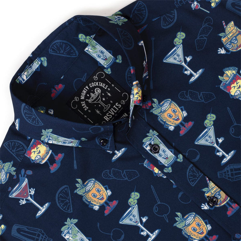 RSVLTS Let's All Go to the Lobby Bar KUNUFLEX Short Sleeve Shirt in Blue — detail 7