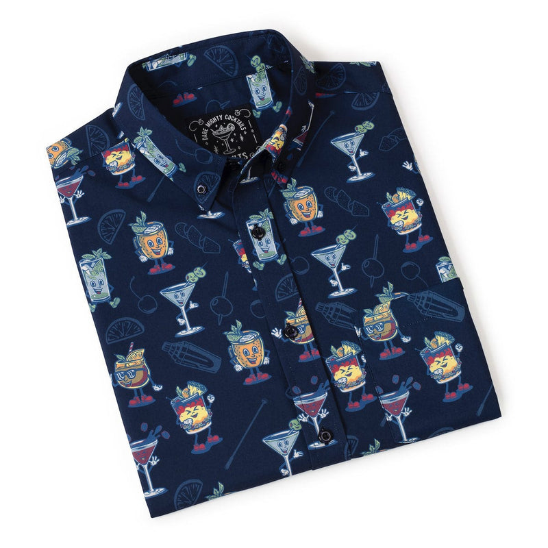 RSVLTS Let's All Go to the Lobby Bar KUNUFLEX Short Sleeve Shirt in Blue — detail 8