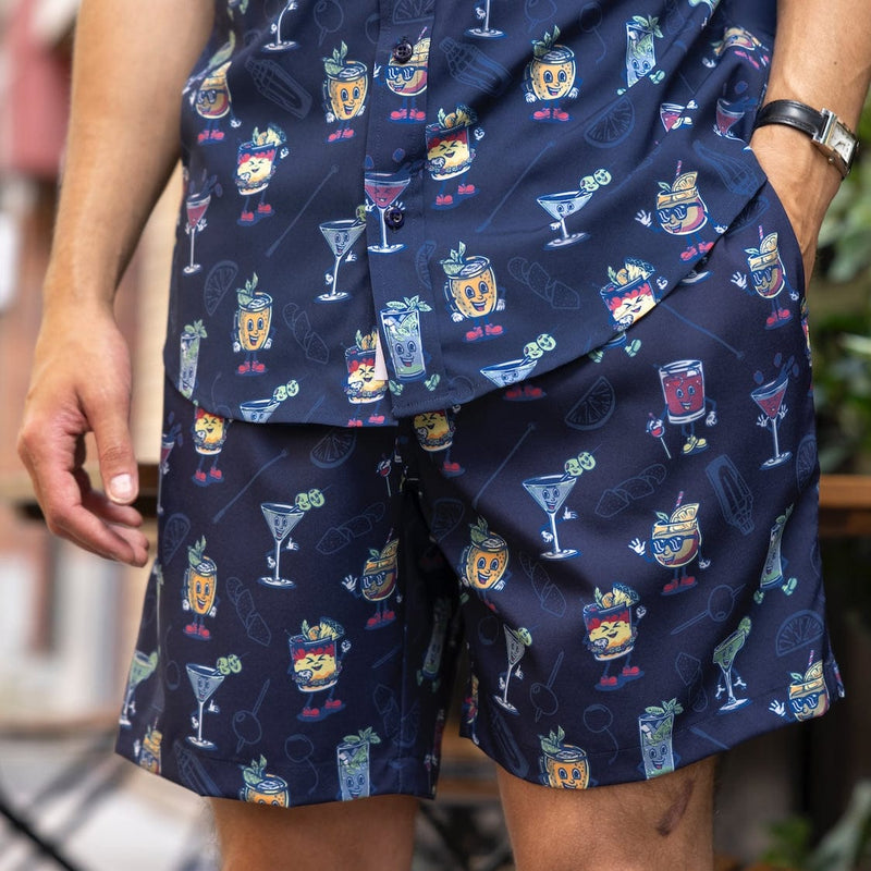 RSVLTS Let's All Go to the Lobby Bar Hybrid Shorts in Blue — detail 3