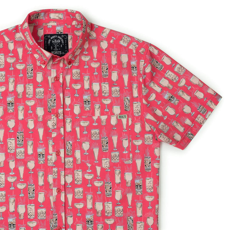 RSVLTS Good Libations KUNUFLEX Short Sleeve Shirt in Pink — detail 3