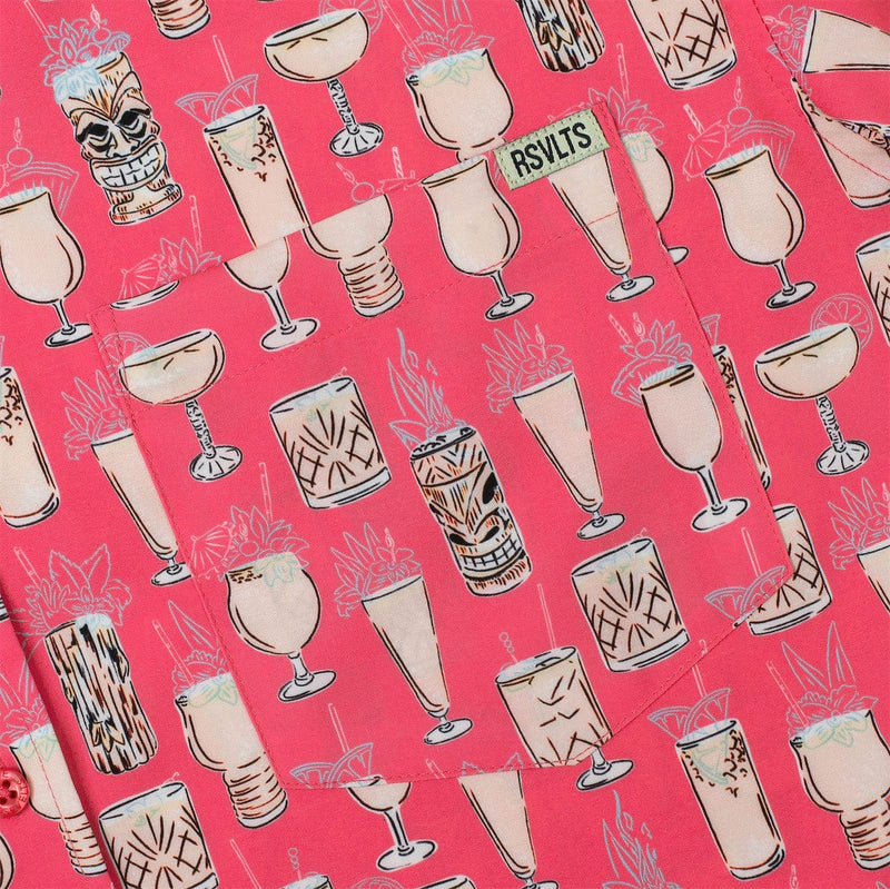 RSVLTS Good Libations KUNUFLEX Short Sleeve Shirt in Pink — detail 6