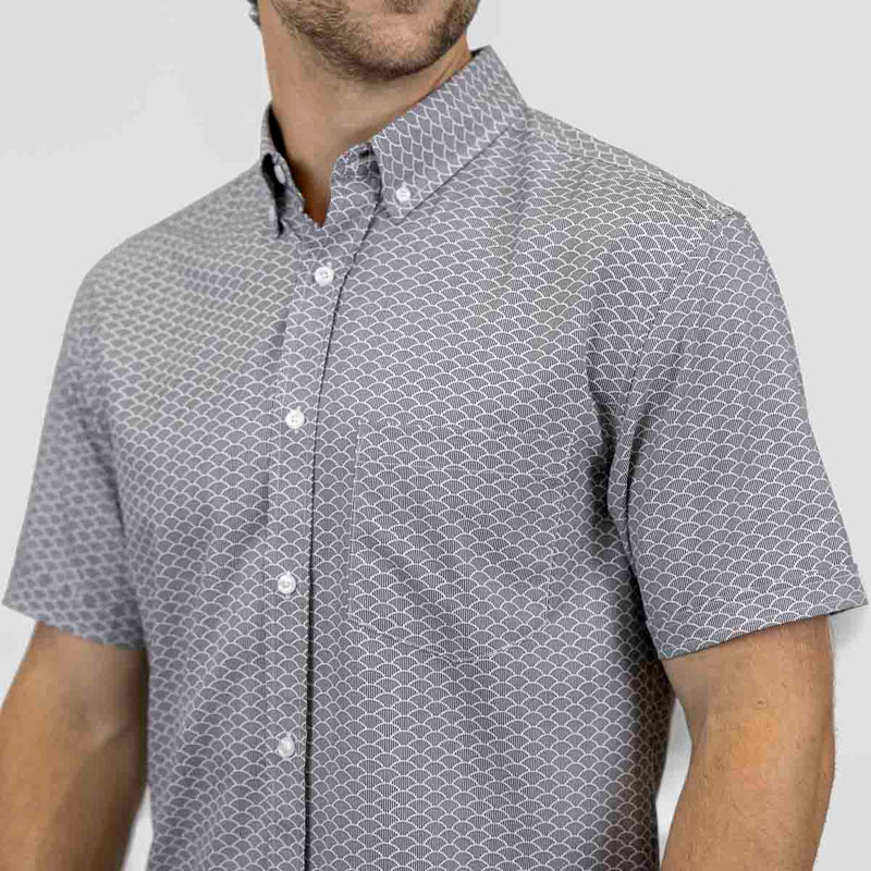 RSVLTS The Seaside KUNUFLEX Short Sleeve Shirt in Blue — front view