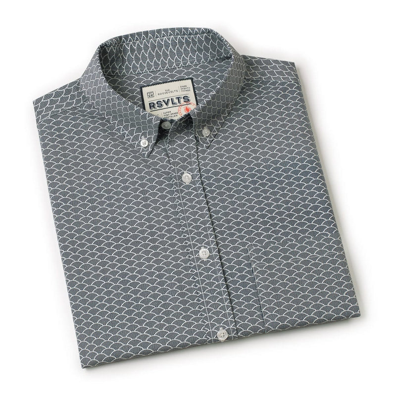 RSVLTS The Seaside KUNUFLEX Short Sleeve Shirt in Blue — detail 8