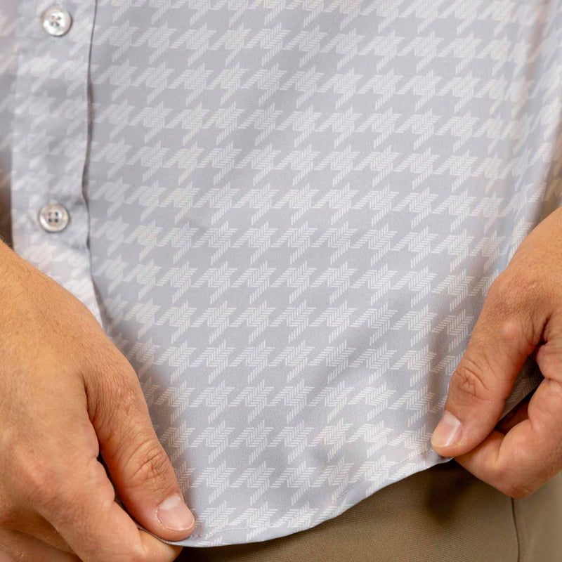 RSVLTS Release the Houndstooth KUNUFLEX Short Sleeve Shirt in Gray — detail 3