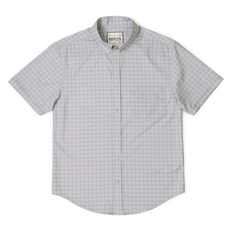 RSVLTS Release the Houndstooth KUNUFLEX Short Sleeve Shirt in Gray — detail 5