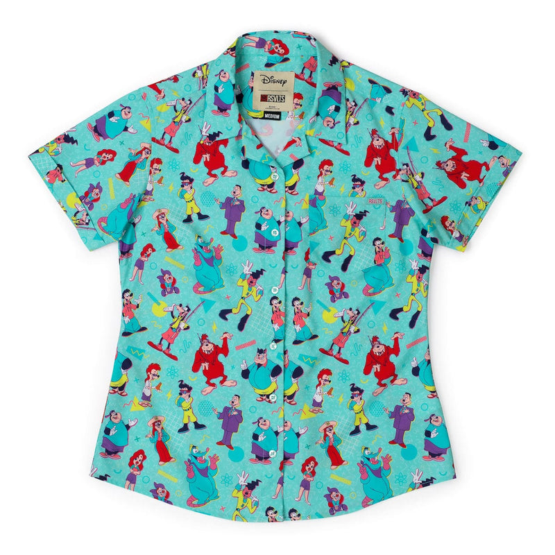 RSVLTS The Whole Goofin' Gang Women's KUNUFLEX Short Sleeve Shirt in Blue — detail 2