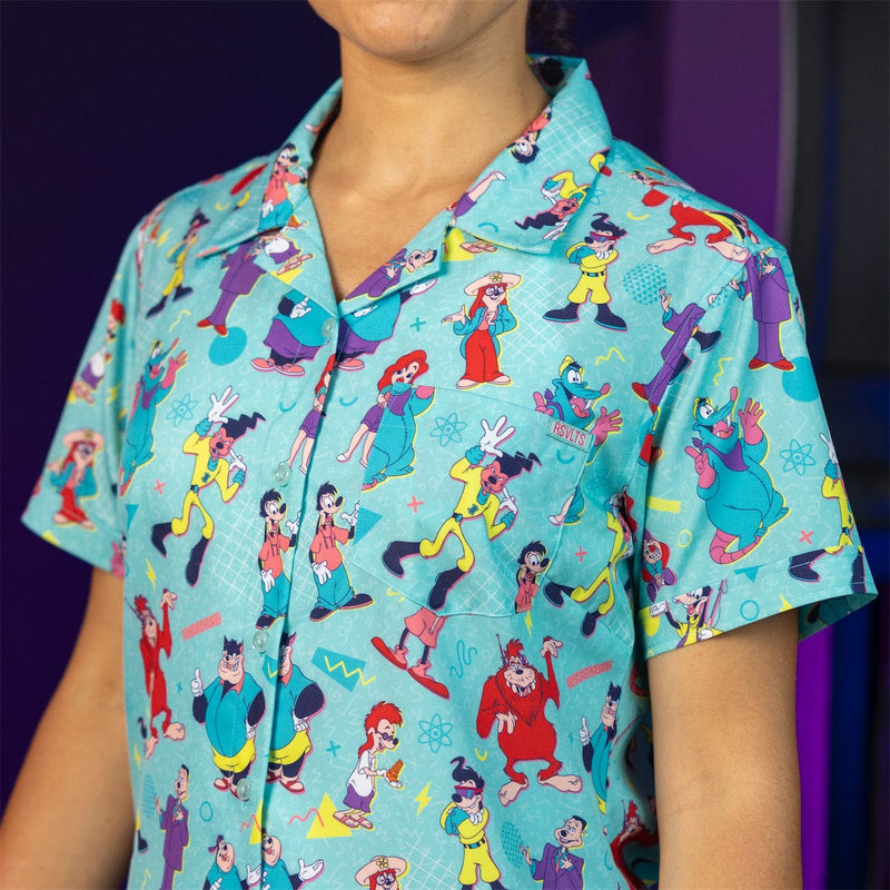 RSVLTS The Whole Goofin' Gang Women's KUNUFLEX Short Sleeve Shirt in Blue — detail 3