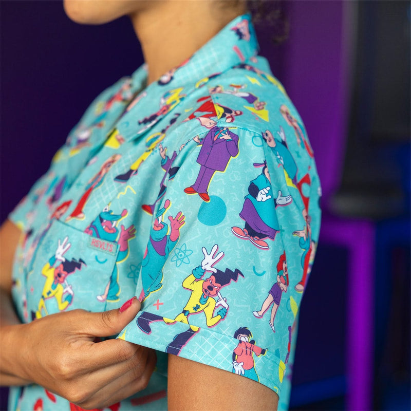 RSVLTS The Whole Goofin' Gang Women's KUNUFLEX Short Sleeve Shirt in Blue — detail 5
