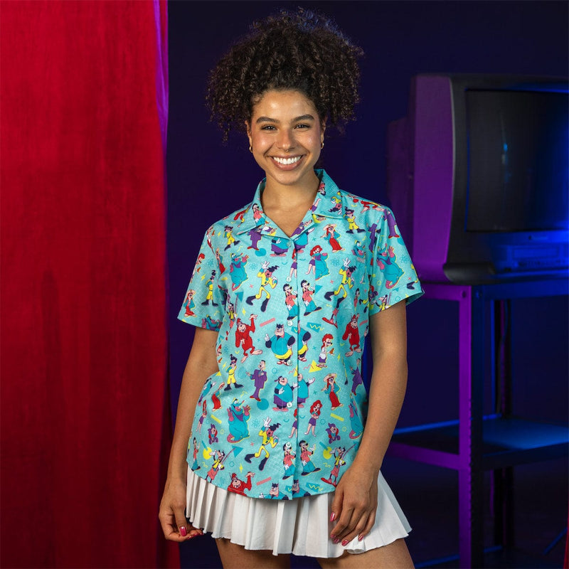 RSVLTS The Whole Goofin' Gang Women's KUNUFLEX Short Sleeve Shirt in Blue — detail 7
