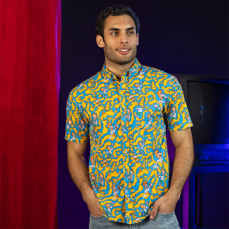 RSVLTS Chedda Whizzy! KUNUFLEX Short Sleeve Shirt in Blue — detail 3