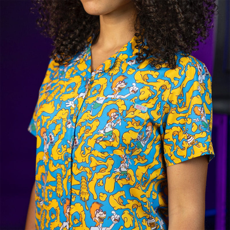 RSVLTS Chedda Whizzy! Women's KUNUFLEX Short Sleeve Shirt in Blue — detail 3