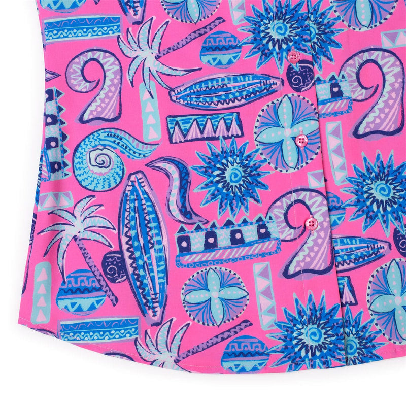 RSVLTS Pink Sand Beach Women's KUNUFLEX Short Sleeve Shirt in Pink — detail 2