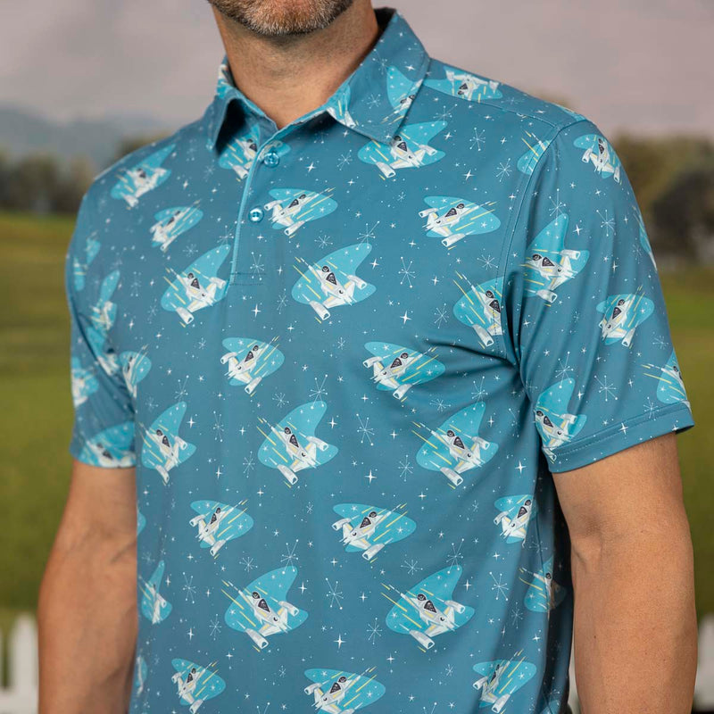RSVLTS Mid-Century Mando All-Day Polo in Blue — detail 3