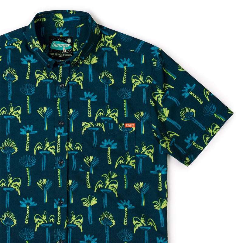 RSVLTS Neon Palmies KUNUFLEX Short Sleeve Shirt in Green — detail 2