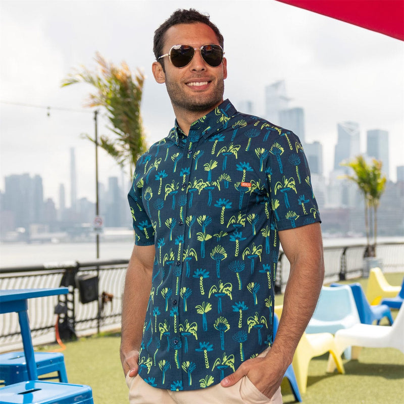 RSVLTS Neon Palmies KUNUFLEX Short Sleeve Shirt in Green — detail 3