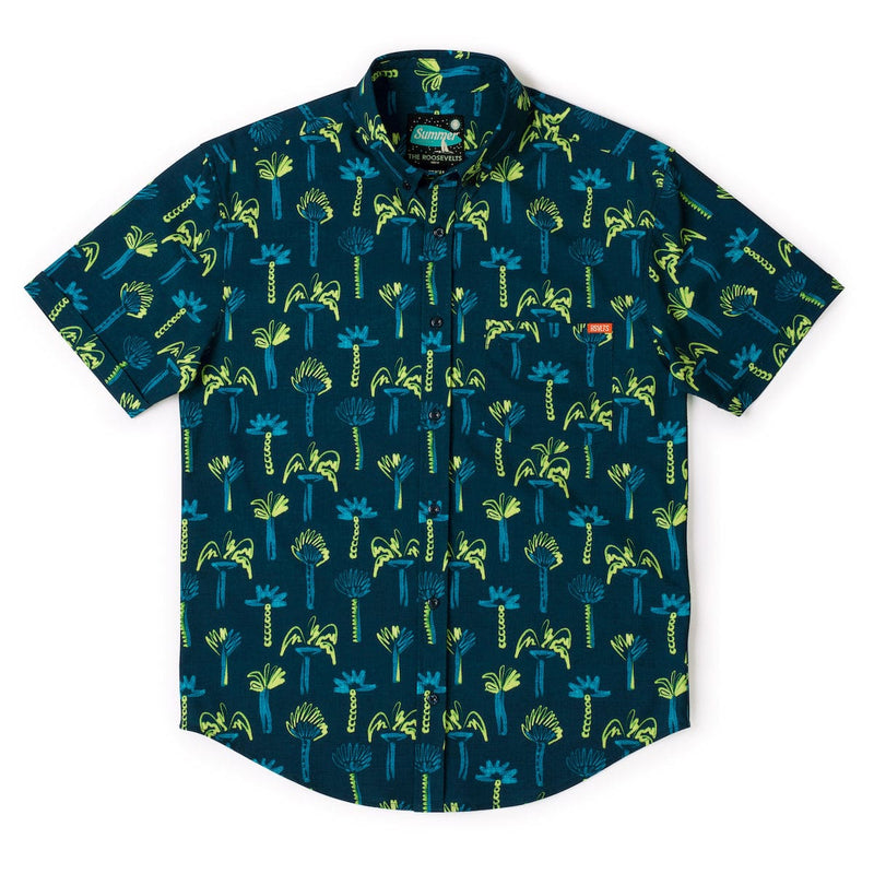 RSVLTS Neon Palmies KUNUFLEX Short Sleeve Shirt in Green — detail 4
