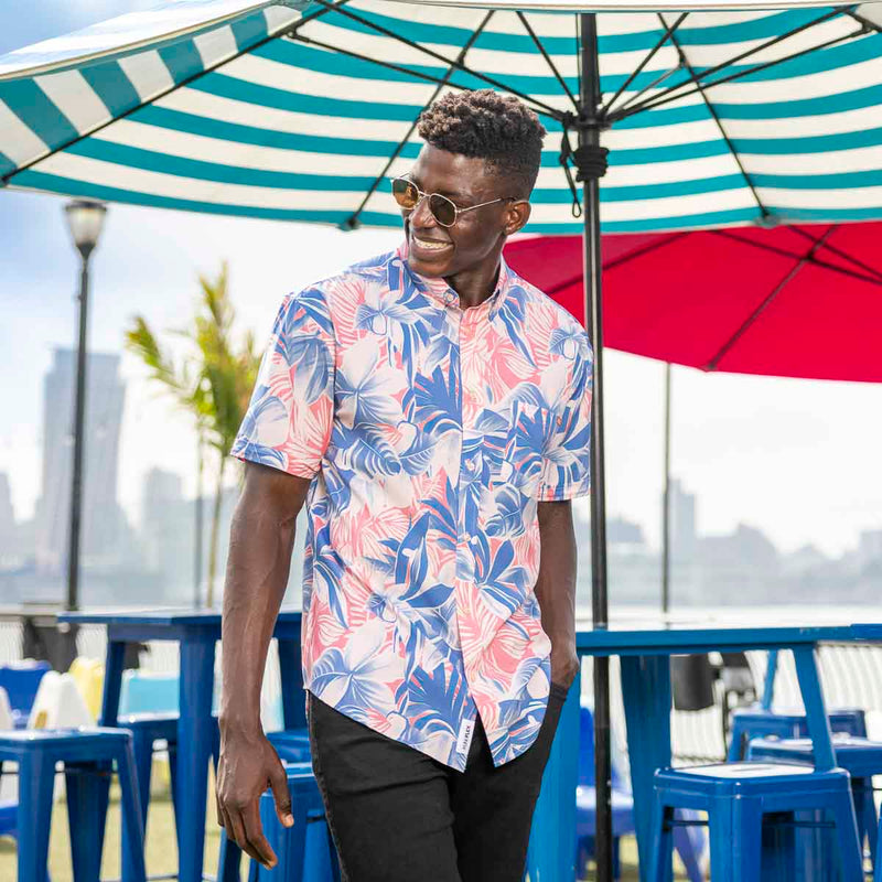 RSVLTS Tropical Shade KUNUFLEX Short Sleeve Shirt in Blue — detail 3