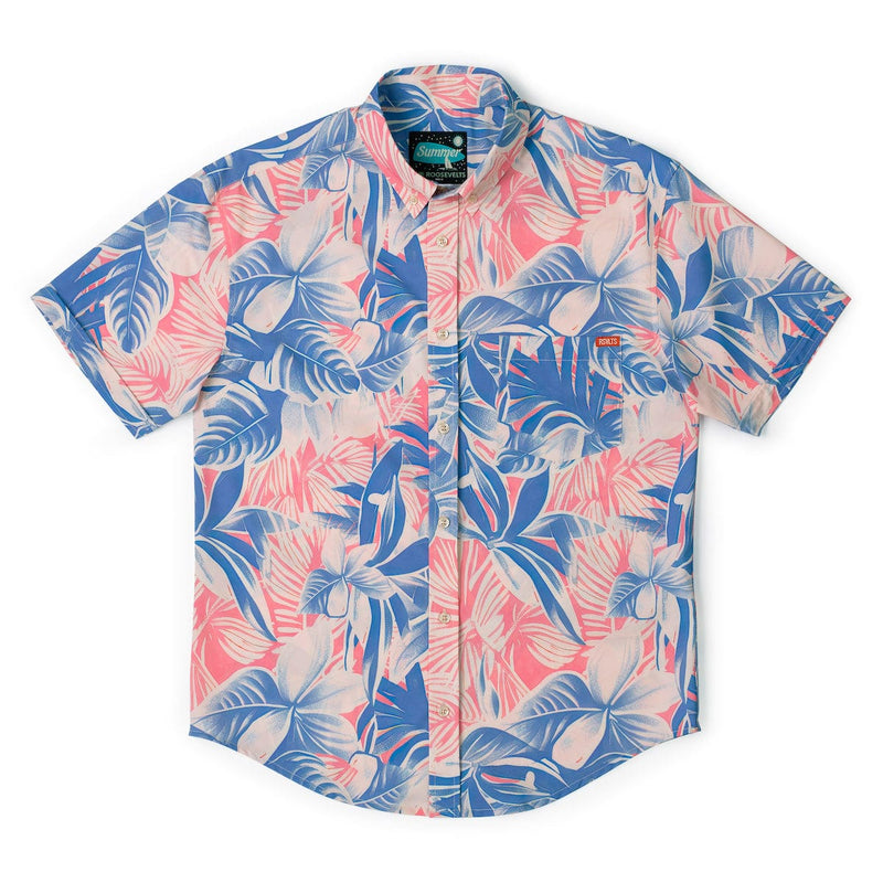 RSVLTS Tropical Shade KUNUFLEX Short Sleeve Shirt in Blue — detail 4