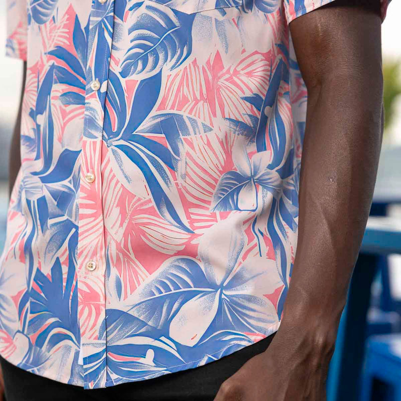 RSVLTS Tropical Shade KUNUFLEX Short Sleeve Shirt in Blue — detail 6