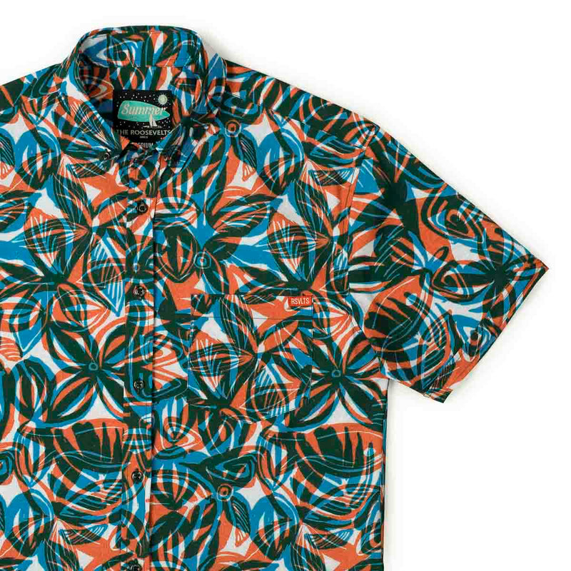 RSVLTS Tapa the World KUNUFLEX Short Sleeve Shirt in Blue — detail 2