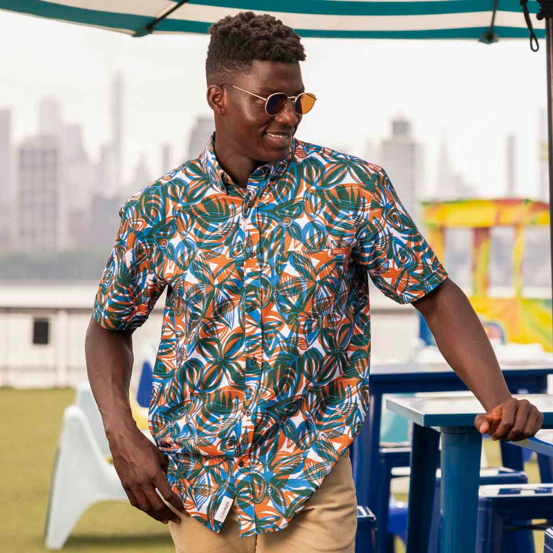 RSVLTS Tapa the World KUNUFLEX Short Sleeve Shirt in Blue — detail 3