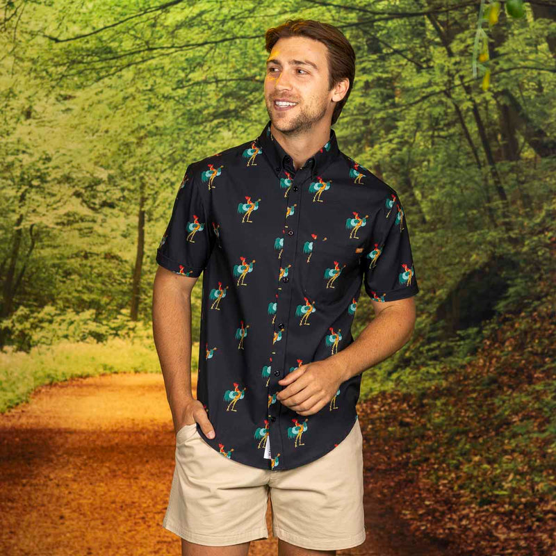 RSVLTS Oo-De-Lally KUNUFLEX Short Sleeve Shirt in Black — detail 2